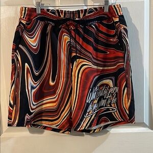 ROMWE Men's Vivid Swirl Athletic Shorts